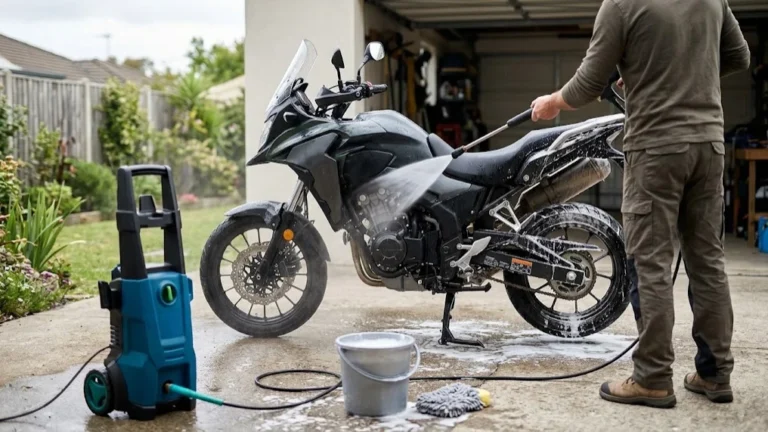 lavar una moto con hidrolavadora de forma segura