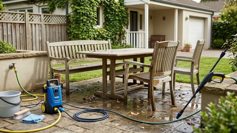 limpiar muebles de jardín con hidrolavadora