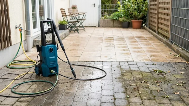 limpiar un patio con hidrolavadora