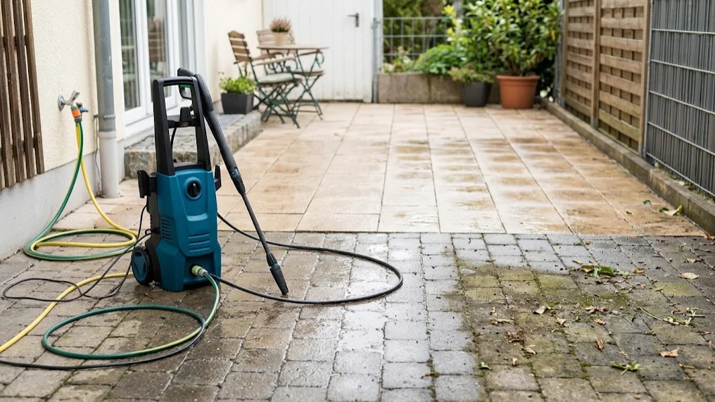 limpiar un patio con hidrolavadora